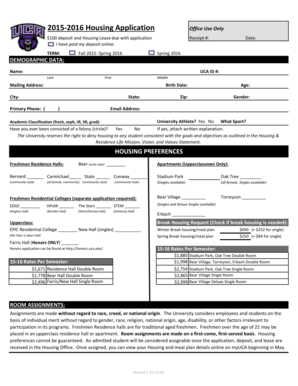 University of Central Arkansas Housing Application