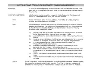 Holder Request for Reimbursement
