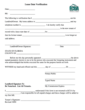 Lease Date Verification Form