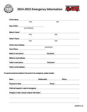 Emergency Information Form