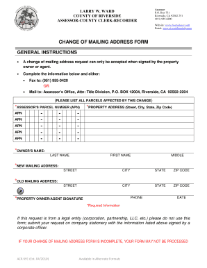 Change of Mailing Address Form