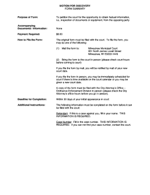 Motion for Discovery Form