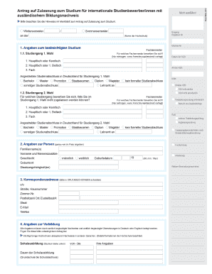 Antrag auf Zulassung zum Studium für internationale Studienbewerber/innen