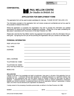 UK Application for Employment Form