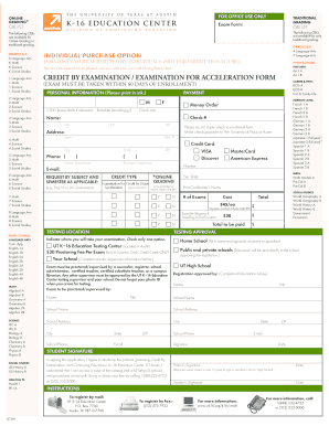 Credit by Examination Form