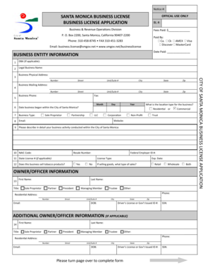 Santa Monica Business License Application