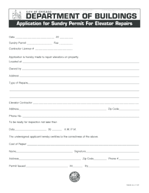 Chicago Elevator Repair Permit Application