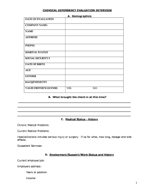 Chemical Dependency Evaluation Interview