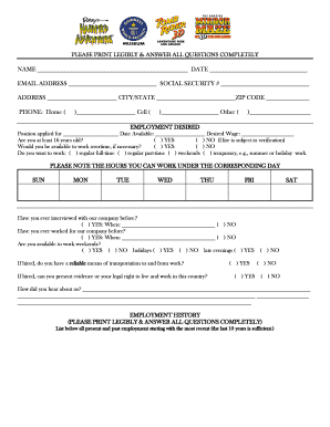 Employment Application Form
