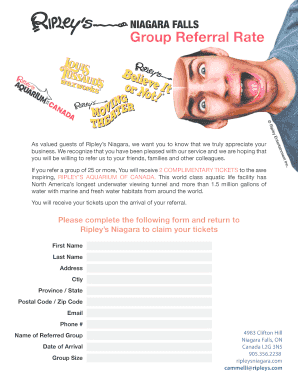 Ripley's Niagara Group Referral Form