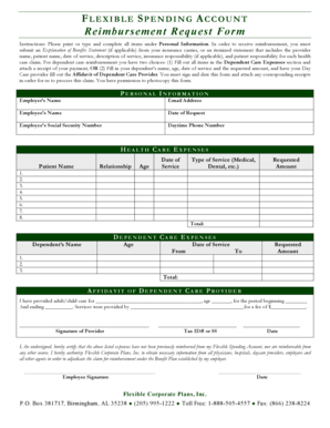 Flexible Spending Account Reimbursement Request Form