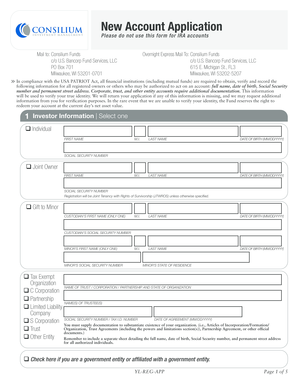 Consilium Funds New Account Application