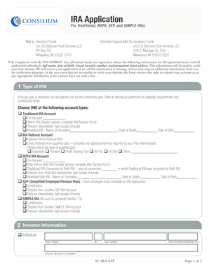 IRA Application Form