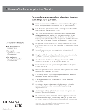 HumanaOne Paper Application Checklist