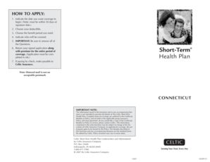 Celtic Short-Term Health Plan Application