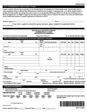 Maryland FACT Membership Enrollment Form