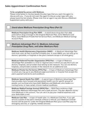 Medicare Sales Appointment Confirmation Form
