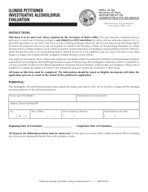 Illinois Investigative Alcohol/Drug Evaluation Form