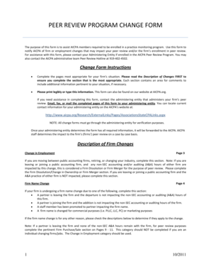 AICPA Peer Review Program Change Form