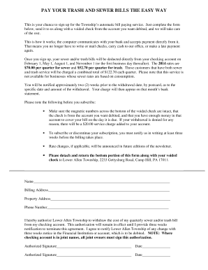 Lower Allen Township Automatic Bill Paying Service