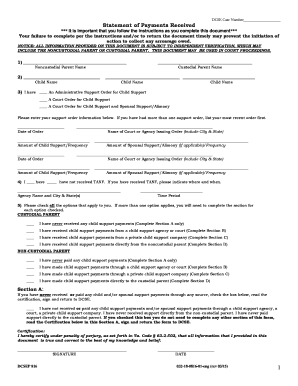 Virginia Child Support Payment Statement Form