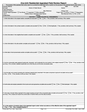 One-Unit Residential Appraisal Field Review Report
