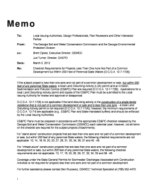 How to end a memorandum - GSWCC Memo - Checklist Requirements for Projects Less Than ...