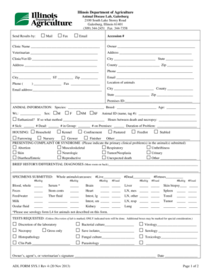 Illinois Animal Disease Lab Submission Form