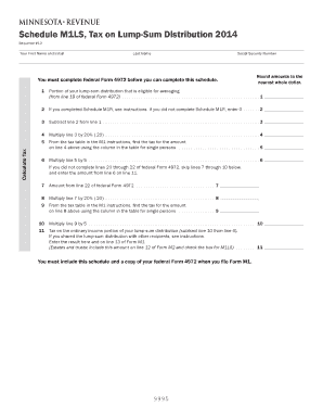 Schedule M1LS Tax on Lump-Sum Distribution 2014