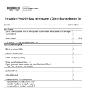 Colorado Severance Estimated Tax Penalty Computation