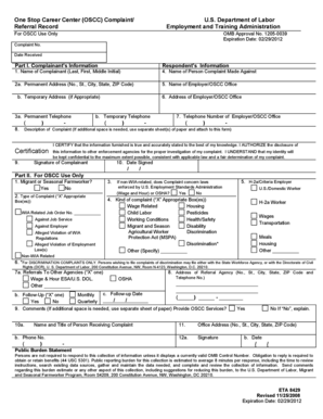 US Department of Labor Complaint Form