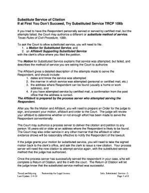 Motion for Substituted Service TRCP 106b