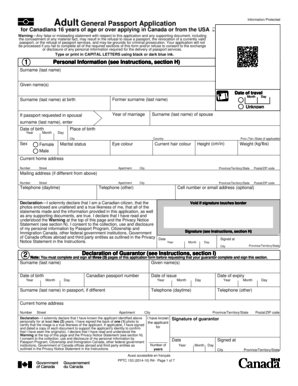 Canadian Adult Passport Application