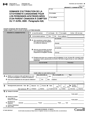 Demande d'attribution de la citoyenneté canadienne