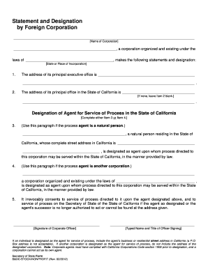 California Foreign Corporation Qualification Form