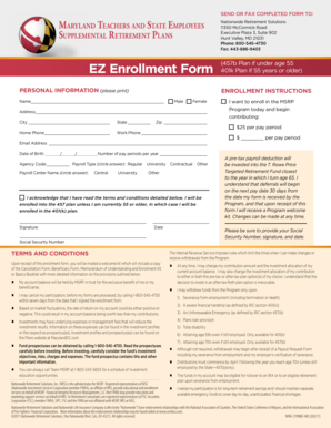 Maryland Teachers and State Employees 457b/401k Enrollment Form