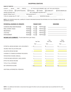 Shopping Center Income and Expense Form