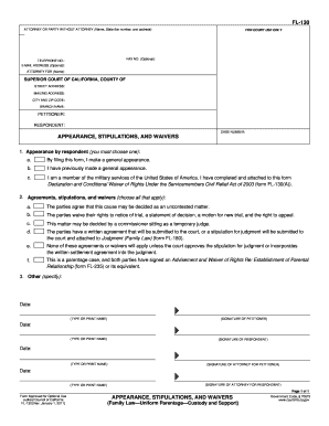 California Family Law Appearance and Waivers Form