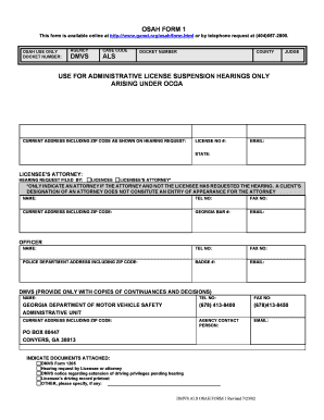 Georgia Administrative License Suspension Hearing Form