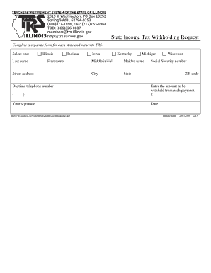 State Income Tax Withholding Request