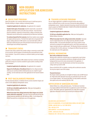 Non-Degree Application for Admission