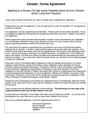 Canada Korea Agreement Pension Application