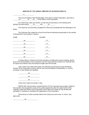 Annual Meeting of Shareholders Minutes