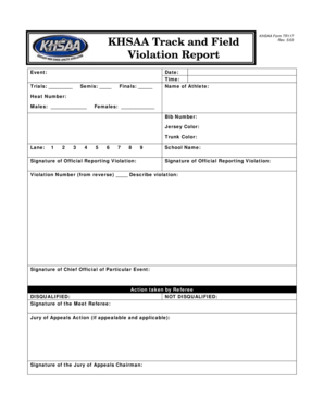KHSAA Track and Field Violation Report