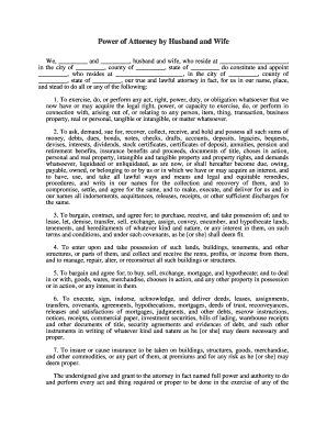 Power of Attorney by Husband and Wife