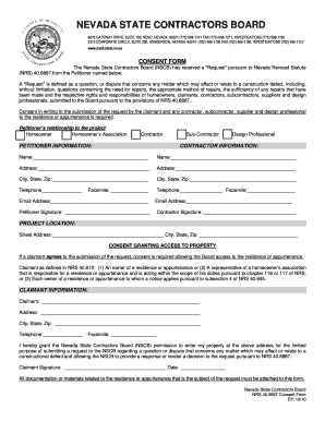 Nevada State Contractors Board Consent Form