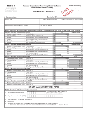 Kentucky Corporation Tax Return Form 8879(C)-K