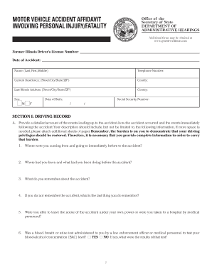 Motor Vehicle Accident Affidavit