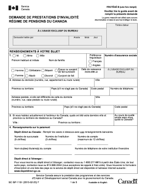 Demande de prestations d'invalidité