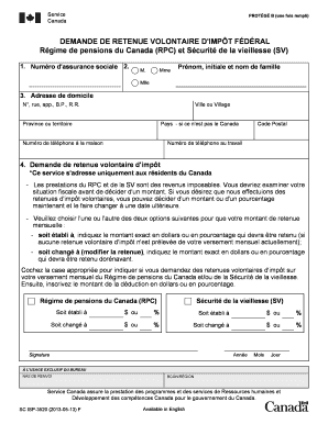 DEMANDE DE RETENUE VOLONTAIRE D'IMPÔT FÉDÉRAL